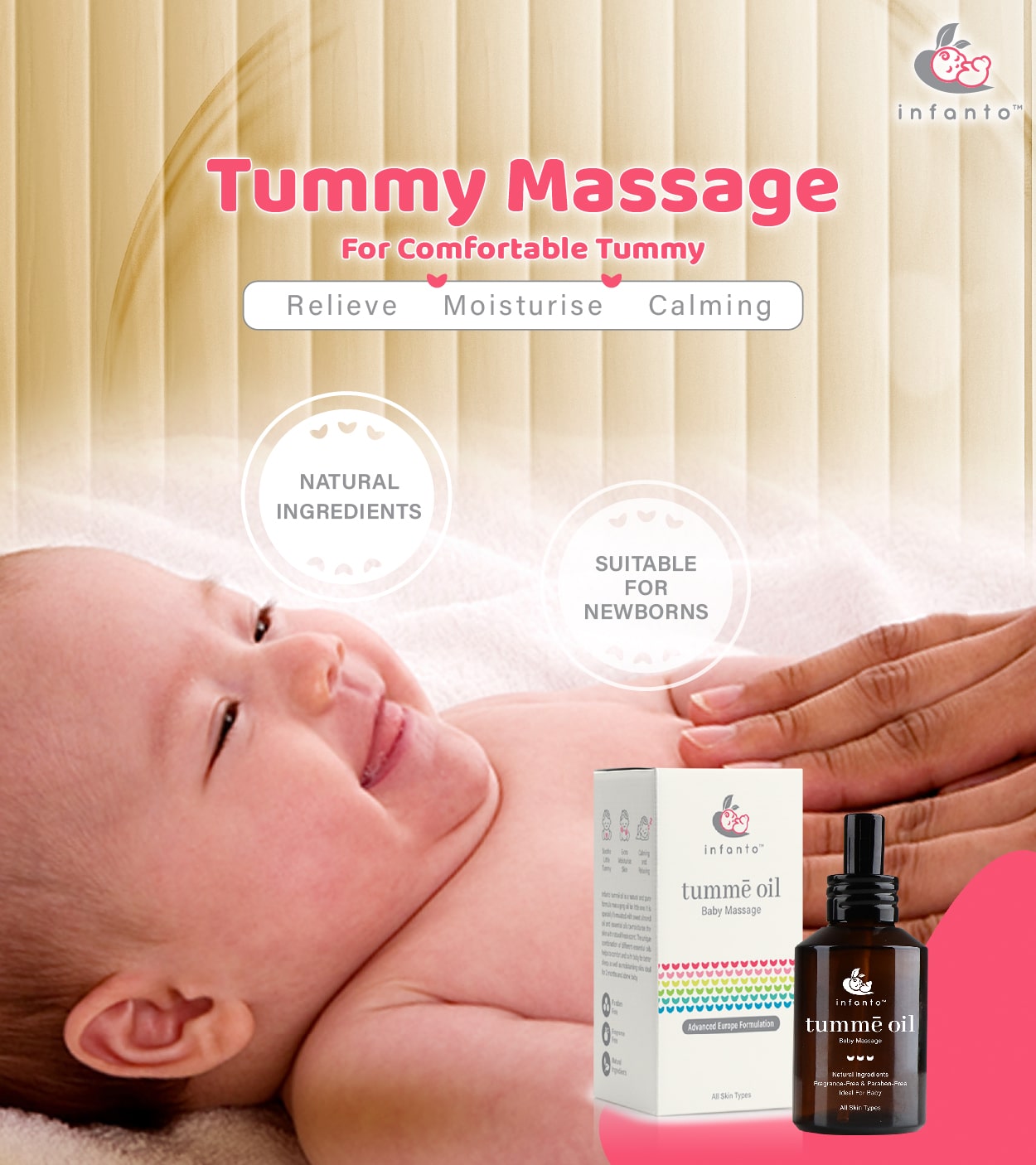 infanto baby tummy massage oil anti colic gassy stomatch 宝宝肚子涨风按摩油